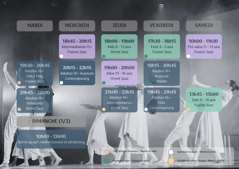 Planning cours de danse uni C 2026 2027